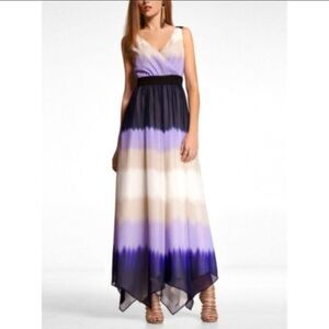 Express Maxi Dress Ombre Sleeveless V-Neck Stripes Small